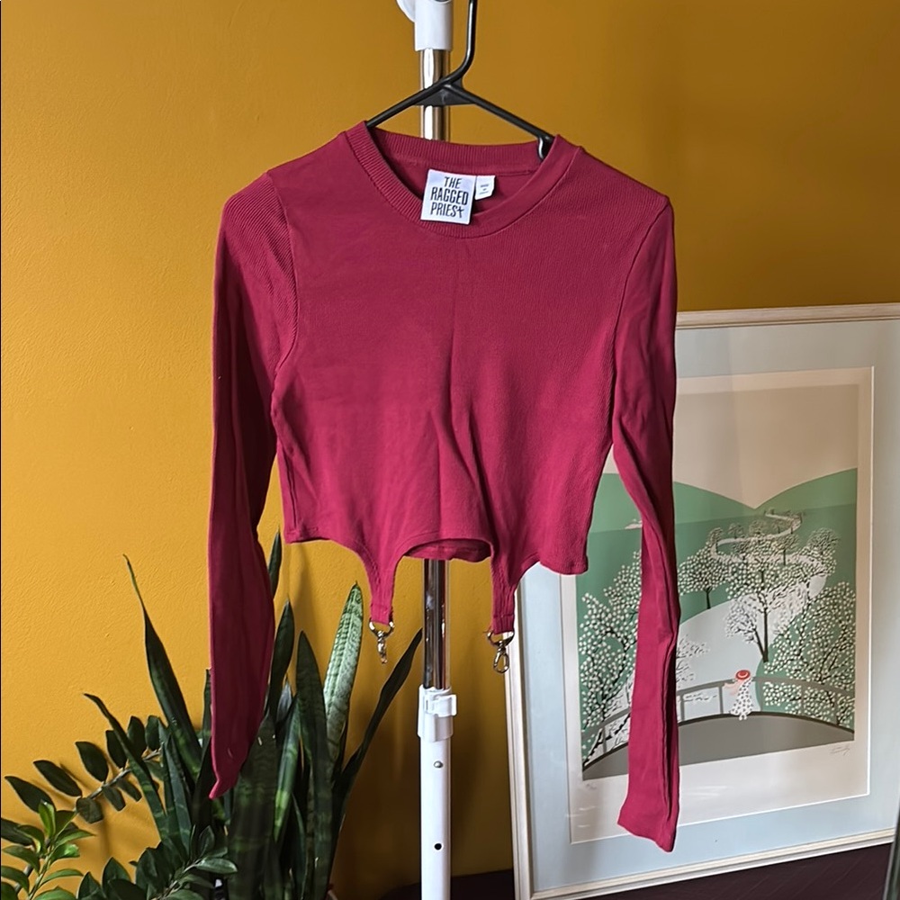 The Ragged Priest Red Long Sleeve Crop Top